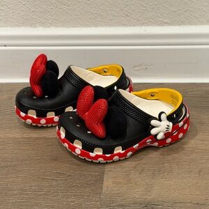 Crocs Disney Minnie Mouse Black Red Yellow Bow Slip On Shoes Polka Dot